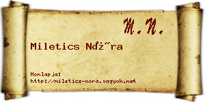 Miletics Nóra névjegykártya